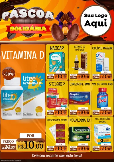Modelo de Encarte para Encarte A4 Vertical com o tema Páscoa Solidária para Farmácia