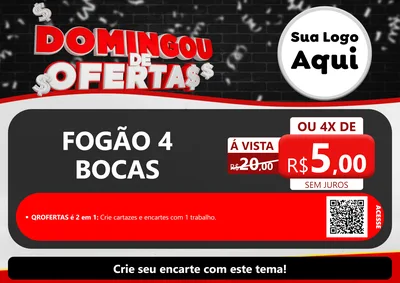 Modelo de Cartaz para Cartaz A4 Horizontal com o tema Domingou de Ofertas para Móveis e Eletro