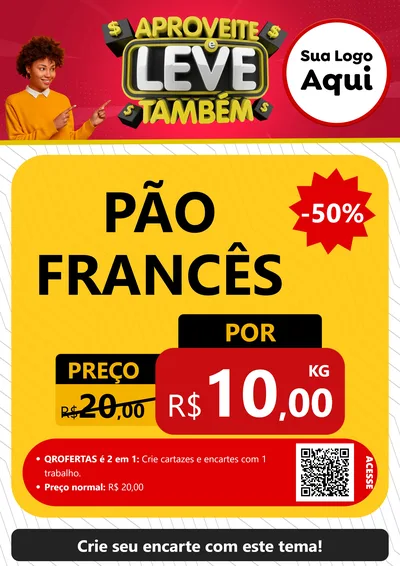 Modelo de Cartaz para Cartaz A4 Vertical com o tema Aproveite e Leve Também para Padaria