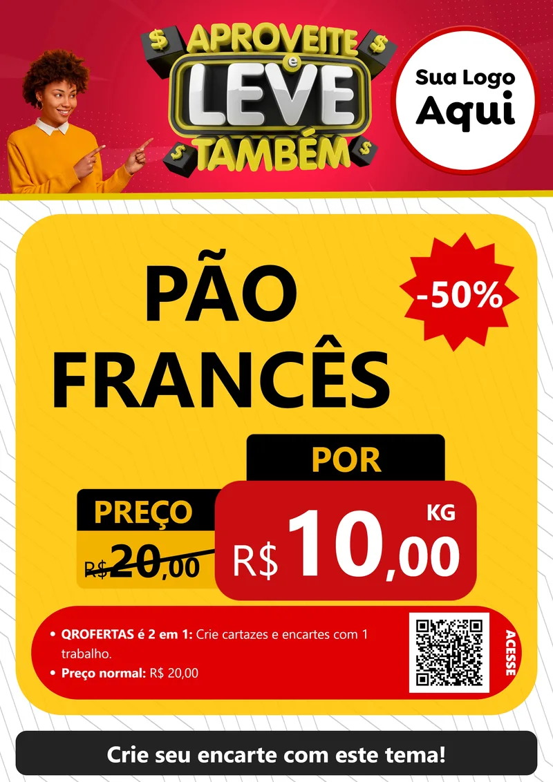 Modelo de Cartaz para Cartaz A4 Vertical com o tema Aproveite e Leve Também para Padaria