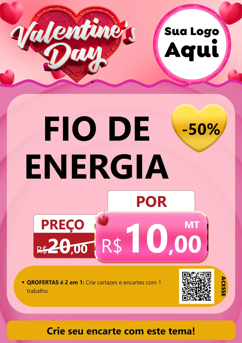 Modelo de Cartaz para Cartaz A4 Vertical com o tema Valentine's Day para Materiais Elétricos
