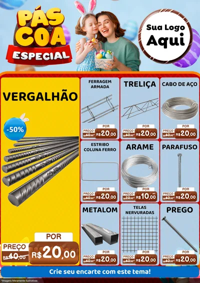Modelo de Encarte para Encarte A4 Vertical com o tema Páscoa Especial para Ferragens