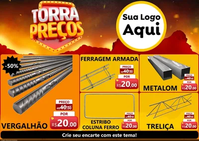 Modelo de Encarte para Encarte A4 Horizontal com o tema Torra Preços para Ferragens