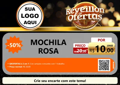 Modelo de Cartaz para Cartaz A4 Horizontal com o tema Réveillon de Ofertas para Papelaria