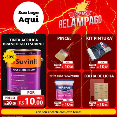 Modelo de Rede Social para Feed Facebook com o tema Ofertas Relâmpago para Tintas e Ferramentas