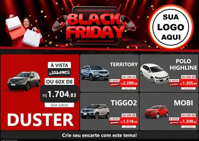 Modelo de Encarte para Encarte A4 Horizontal com o tema Black Friday para Concessionaria de Carros