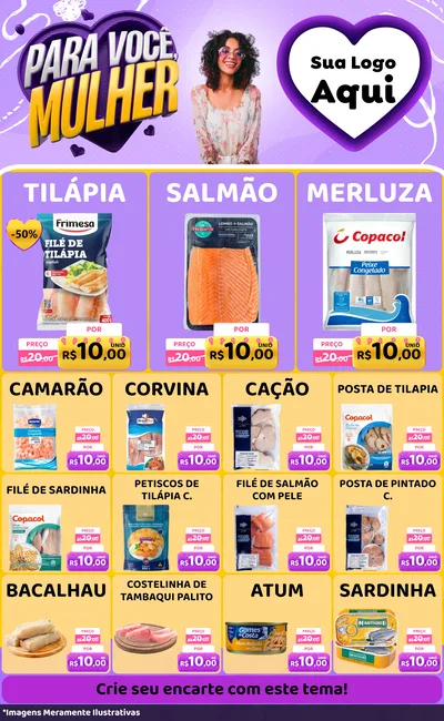 Modelo de Encarte para Encarte Grande com o tema Para Você, Mulher para Peixaria