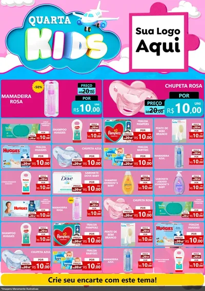Modelo de Encarte para Encarte A4 Vertical com o tema Quarta Kids para Bebês