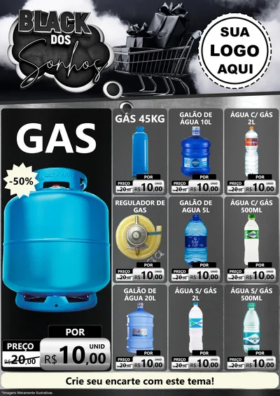 Modelo de Encarte para Encarte A4 Vertical com o tema Black dos Sonhos para Água e gás