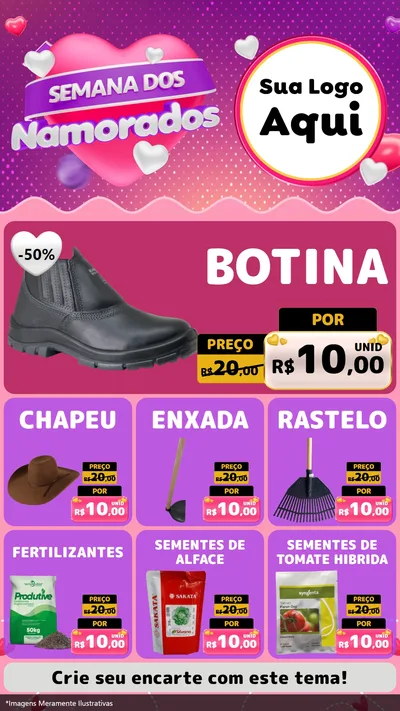 Modelo de Rede Social para Stories com o tema Semana dos Namorados para Agropecuária