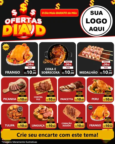 Modelo de Rede Social para Feed Instagram com o tema Ofertas Dia D para Assados