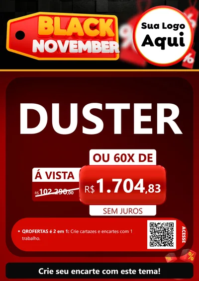Modelo de Cartaz para Cartaz A4 Vertical com o tema Black November para Concessionaria de Carros
