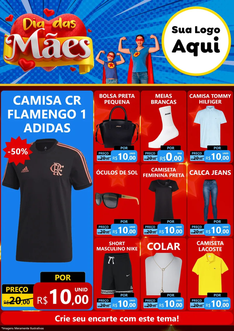 Modelo de Encarte para Encarte A4 Vertical com o tema Dia das Mães para Roupas e acessórios