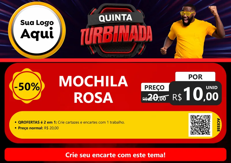 Modelo de Cartaz para Cartaz A4 Horizontal com o tema Quinta Turbinada para Papelaria
