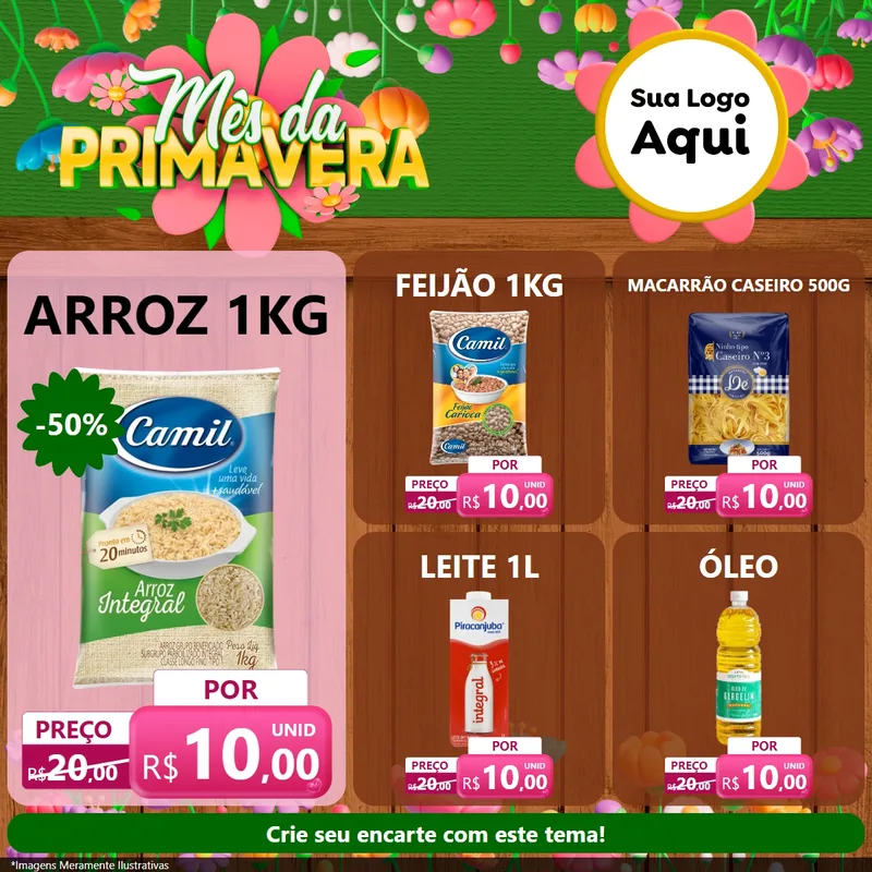 Modelo de Rede Social para Feed Facebook com o tema Mês da Primavera para Supermercado