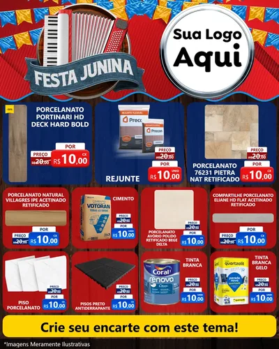 Modelo de Rede Social para Feed Instagram com o tema Festa Junina para Pisos e revestimentos