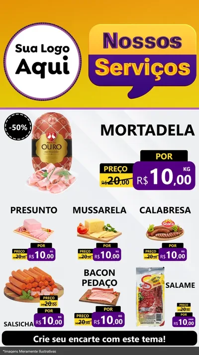 Modelo de Rede Social para Stories com o tema Nossos Serviços para Frios e Laticínios
