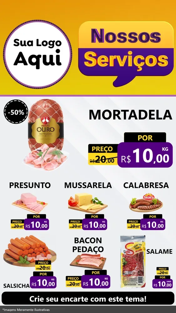 Modelo de Rede Social para Stories com o tema Nossos Serviços para Frios e Laticínios