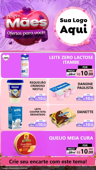 Modelo de TV para TV Vertical com o tema Dia das Mães Ofertas para Você! para Frios e Laticínios