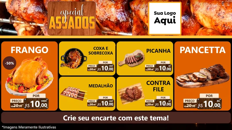 Modelo de TV para TV Horizontal com o tema Especial Assados para Assados