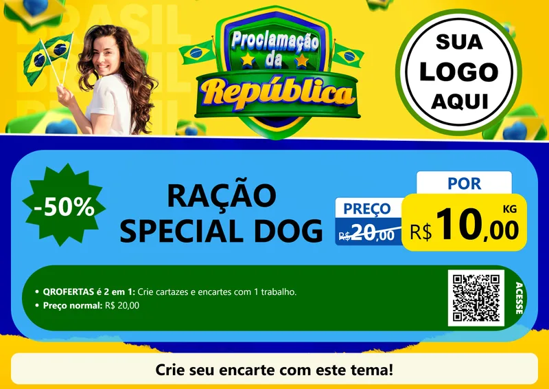 Modelo de Cartaz para Cartaz A4 Horizontal com o tema Proclamação da República para Pet Shop