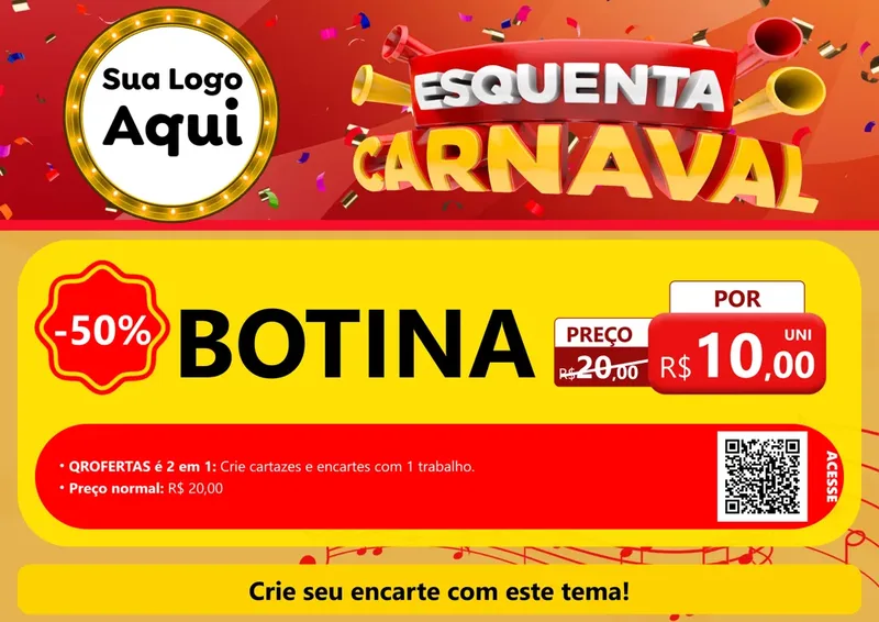 Modelo de Cartaz para Cartaz A4 Horizontal com o tema Esquenta Carnaval para Agropecuária