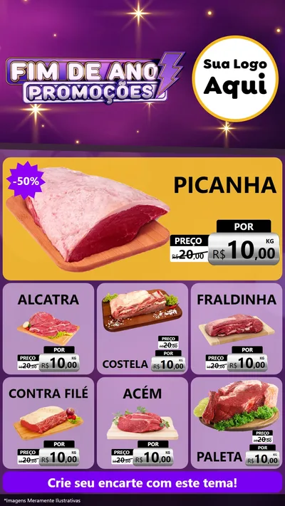 Modelo de Rede Social para Stories com o tema Fim de Ano Promoções para Açougue