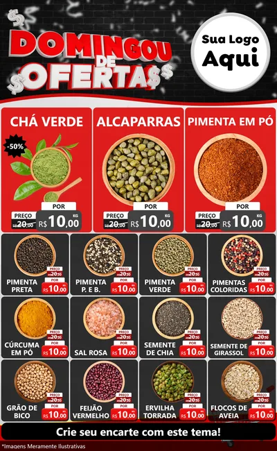 Modelo de Encarte para Encarte Grande com o tema Domingou de Ofertas para Produtos Naturais