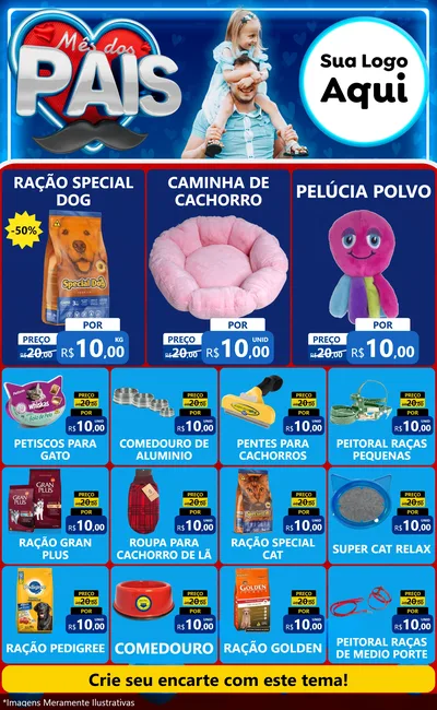 Modelo de Encarte para Encarte Grande com o tema Mês Dos Pais para Pet Shop