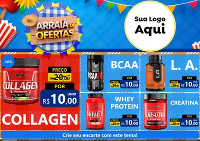 Modelo de Encarte para Encarte A4 Horizontal com o tema Arraiá de Ofertas para Suplementos alimentares