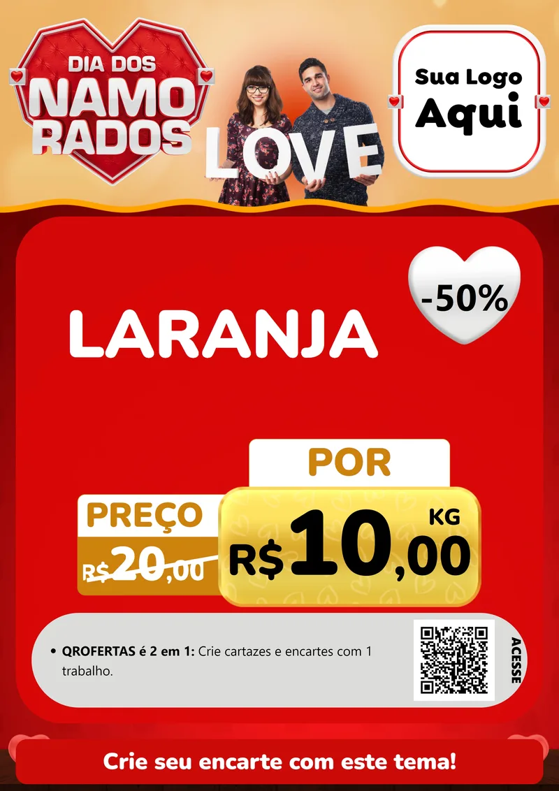 Modelo de Cartaz para Cartaz A4 Vertical com o tema Dia dos Namorados para Hortifrúti