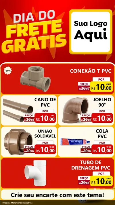 Modelo de TV para TV Vertical com o tema Dia do Frete Grátis para Tubos e conexões