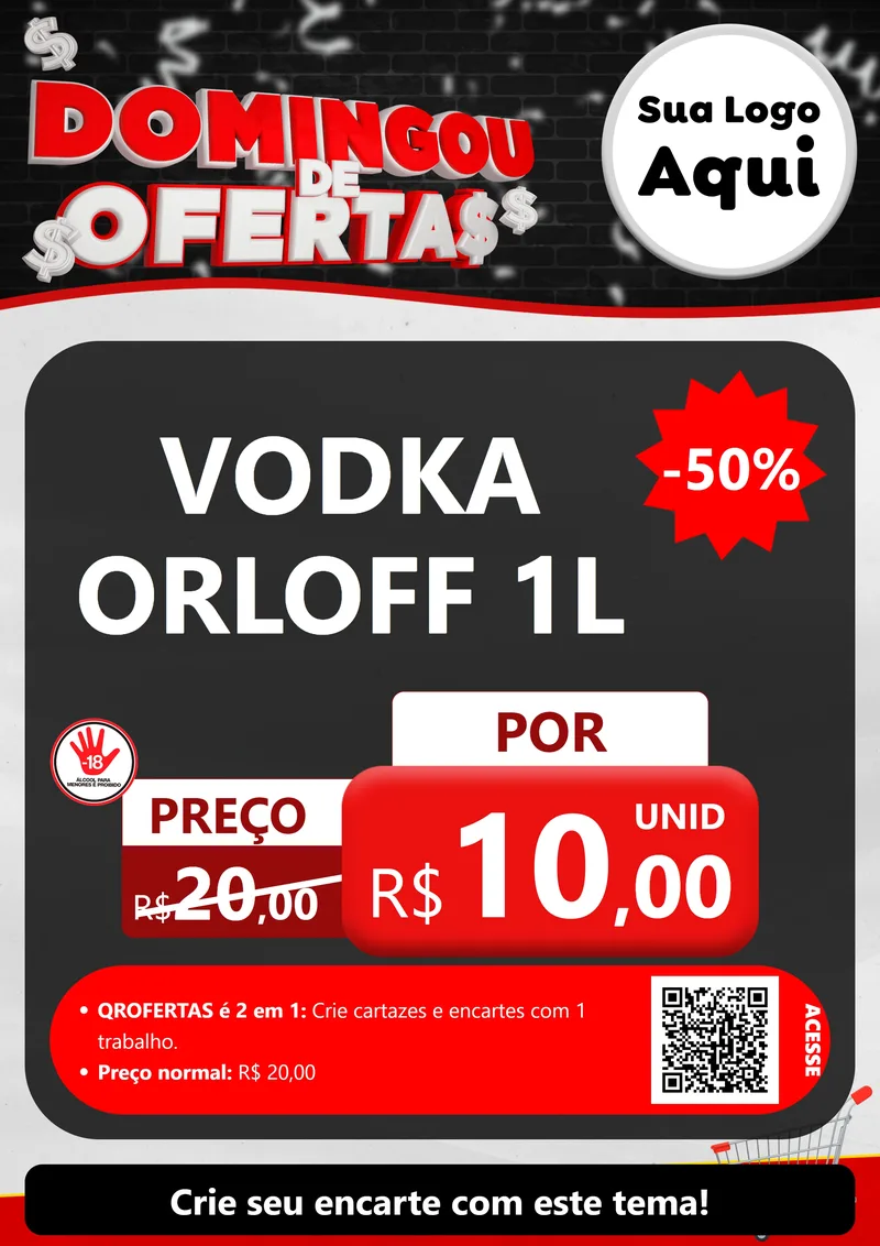 Modelo de Cartaz para Cartaz A4 Vertical com o tema Domingou de Ofertas para Distribuidora de bebidas