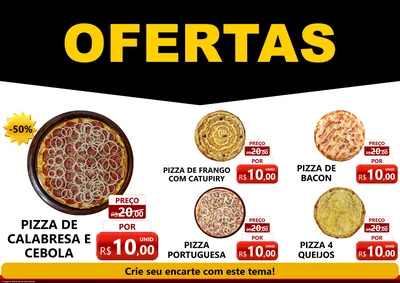 Modelo de Encarte para Encarte A4 Horizontal com o tema Ofertas Preto e Vermelho Cartaz para Pizzaria