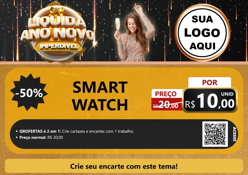 Modelo de Cartaz para Cartaz A4 Horizontal com o tema Liquida Ano Novo Imperdível para Informática