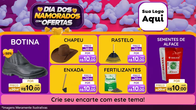 Modelo de TV para TV Horizontal com o tema Dia Dos Namorados Com Ofertas para Agropecuária