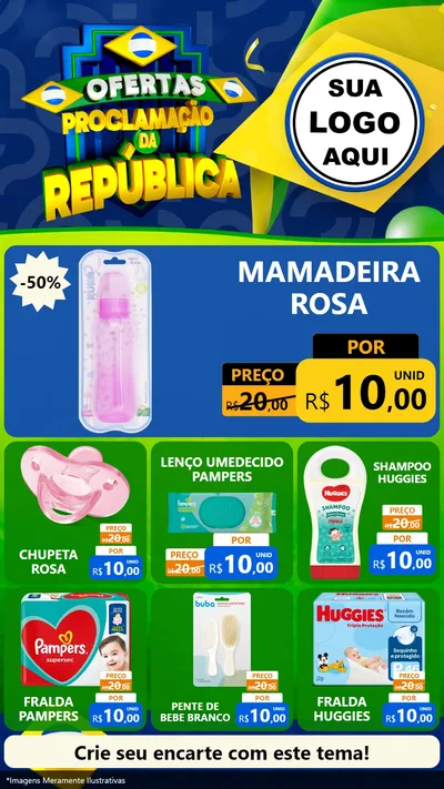 Modelo de Rede Social para Stories com o tema Ofertas Proclamação da República para Bebês
