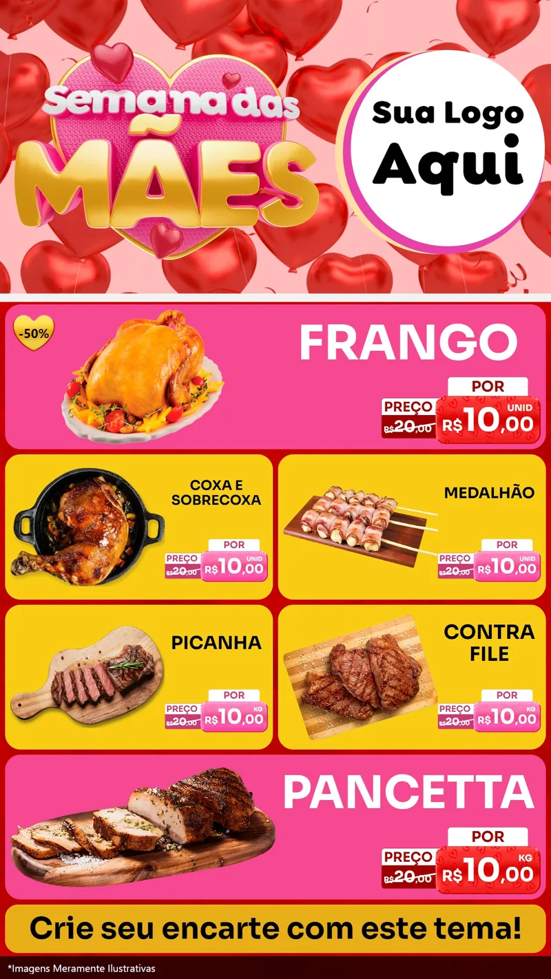 Modelo de TV para TV Vertical com o tema Semana Das Mães para Assados