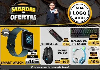 Modelo de Encarte para Encarte A4 Horizontal com o tema Sabadão de Ofertas para Informática