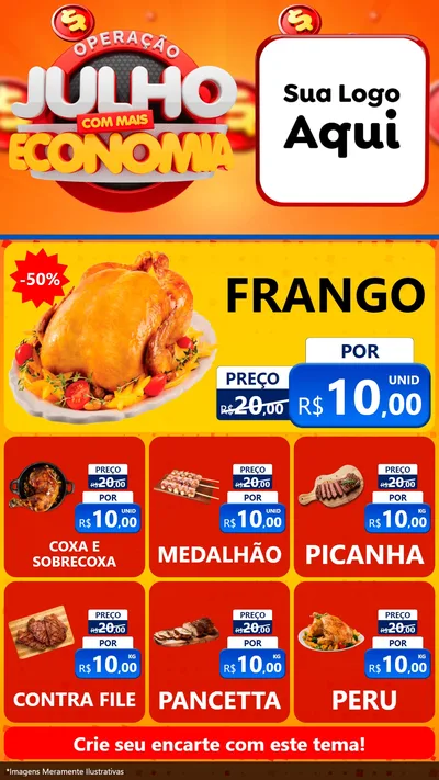 Modelo de Rede Social para Stories com o tema Operação Julho Com Mais Economia para Assados