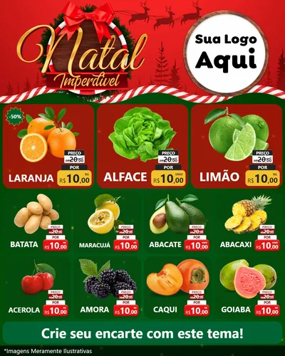 Modelo de Rede Social para Feed Instagram com o tema Natal Imperdível para Hortifrúti