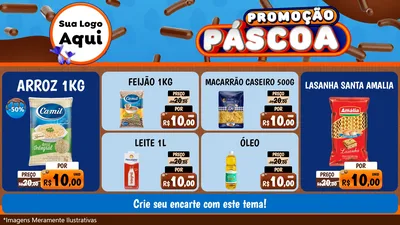 Modelo de TV para TV Horizontal com o tema Promoção Páscoa para Supermercado