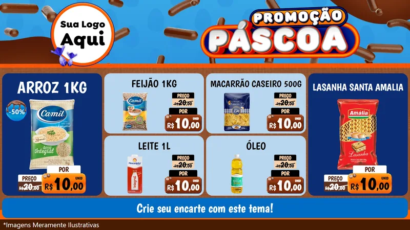 Modelo de TV para TV Horizontal com o tema Promoção Páscoa para Supermercado