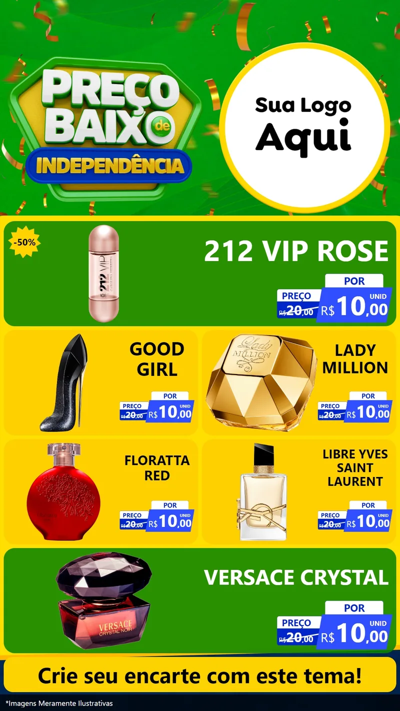 Modelo de TV para TV Vertical com o tema Preço Baixo de Independência para Perfumes