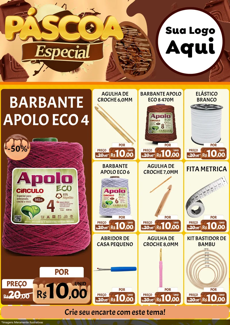 Modelo de Encarte para Encarte A4 Vertical com o tema Páscoa Especial para Armarinho e Aviamentos