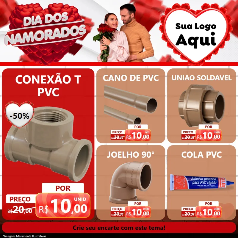 Modelo de Rede Social para Feed Facebook com o tema Dia dos Namorados para Tubos e conexões
