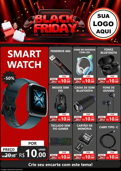 Modelo de Encarte para Encarte A4 Vertical com o tema Black Friday para Informática