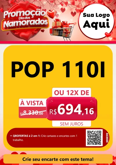 Modelo de Cartaz para Cartaz A4 Vertical com o tema Promoção Dia dos Namorados para Concessionaria de Motos