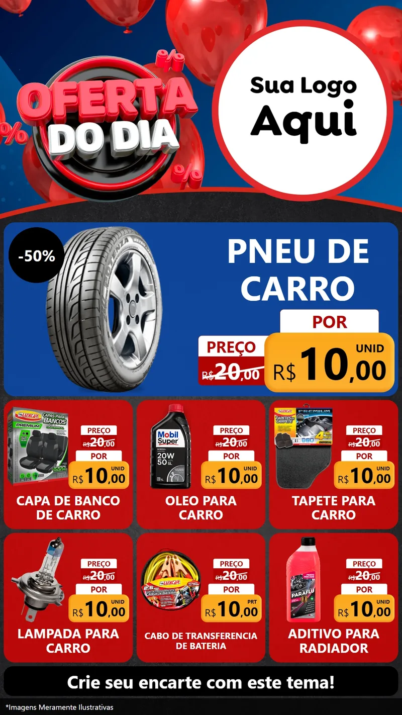 Modelo de Rede Social para Stories com o tema Oferta do Dia para Auto peças