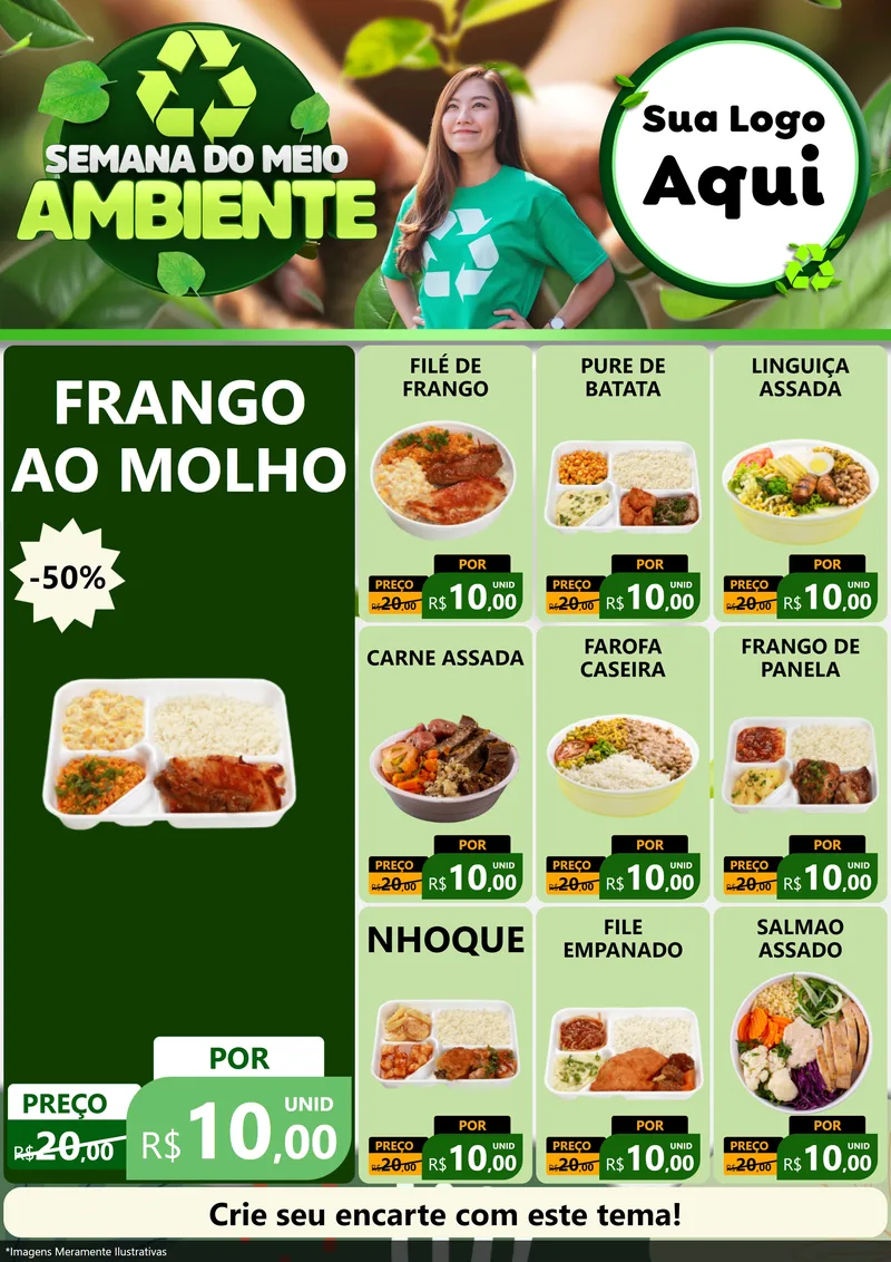 Modelo de Encarte para Encarte A4 Vertical com o tema Semana do Meio Ambiente para Restaurante